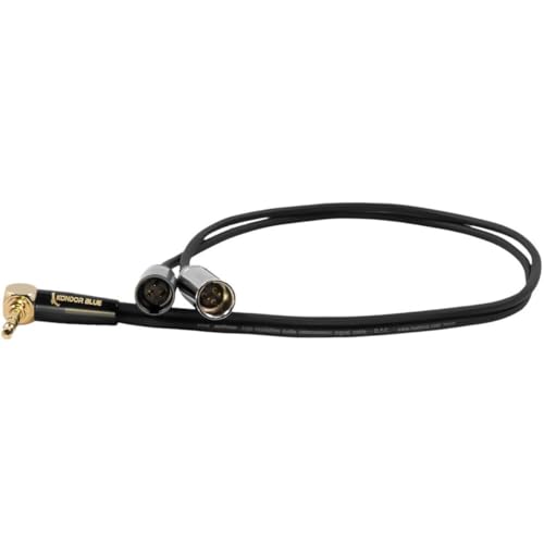 KONDOR BLUE | Dual Mini XLR Male to 3.5mm Stereo TRS Right Angle Compatible with BMPCC 6K Pro, Canon C70, Rode | Splitter for Audio Independent Recording, 16" with Reinforced connectors | Black