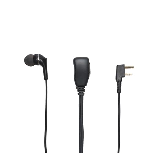 2-Pin in-Ear Earpiece Compatible with Kenwood TK-3107 2-Pack | Inline PTT mic, 360 degree lapel clip, soft silicone eartip, hands-free talk, fits Baofeng UV-5R UV-82 BF-888S