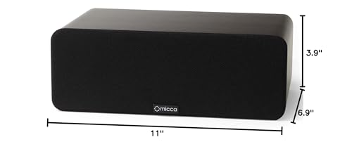 Micca OoO Slim Passive Center Channel Speaker, Home Theater, Each, Walnut | Amplifier Required, Dual 3-Inch Woofers, 0.75-Inch Silk Tweeter, Under 4-Inch Tall, Desktop, Surround Sound, Wall Mountable - size: OoO Single