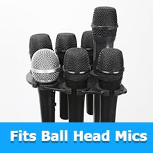 Multi Mic Holder for Wired and Wireless Mics, Organizes Up to 7 Mics, Aluminum, Black