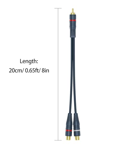 RCA Splitter 1 Male 2 Female 2 Pack, Y RCA Audio Split Adapter
