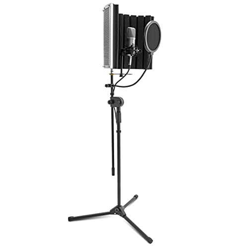 LyxPro Studio Recording Bundle with 2x2 USB Audio Interface, Professional Microphone Kit, Headphones, White Eris E3.5 Monitors, Isolation Shield
