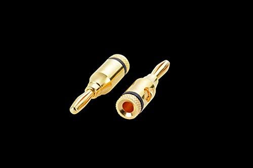 4 Pairs 8 Plugs Speaker Banana Plugs Gold Plated – Open Screw Type Brass Connector for Speaker Stereo Wire, Home Theater Audio (8 pcs/4 Red 4 Black)