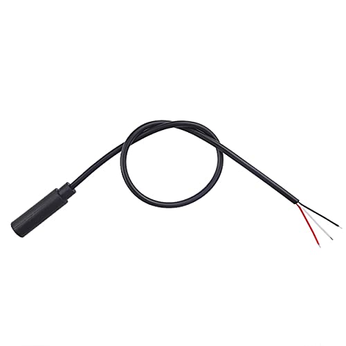 5PCS Replacement 3.5mm Female Jack to Bare Wire Open End TRS 3 Pole Stereo 3.5mm Jack Plug Connector Audio Cable for Headphone Headset Earphone Cable Repair, Black 30cm