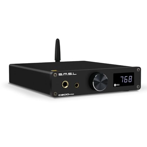 SMSL C200 PRO DAC Headphone Amplifier, ES9039Q2M XU-316 HiFi MQA DAC Amp, DSD512 32Bit/768kHz, Type C USB/Opt/Coax/Bluetooth to RCA/TRS/4.4mm/6.35mm Headphone Amps for Gaming PS5/Switch/PC