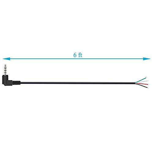 Fancasee 2-Pack 6FT 3.5mm 1/8 to Speaker Wire TRRS Stereo Right Angle Male Plug to Bare Wire Pigtail 3.5mm Jack Connector Adapter Repair Audio Cable for Microphone Headphone Headset Earphone Speaker
