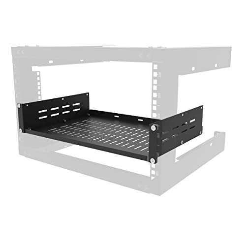 2U 19" Universal Vented Rack Mount Cantilever Server Shelf | 12 Inch Deep-Disassembled Black (2U12InD) - size: 2U12InD
