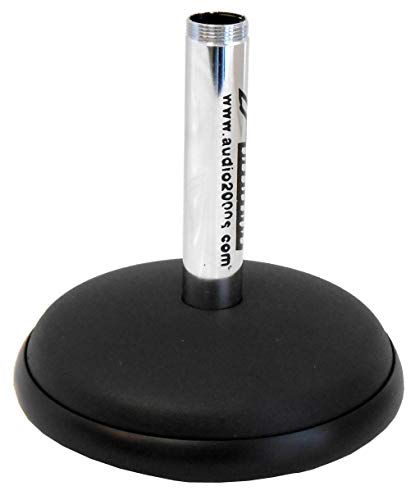 Audio2000'S AST421X2 2-Pack Desktop Microphone Stands with Chrome Plated Pole