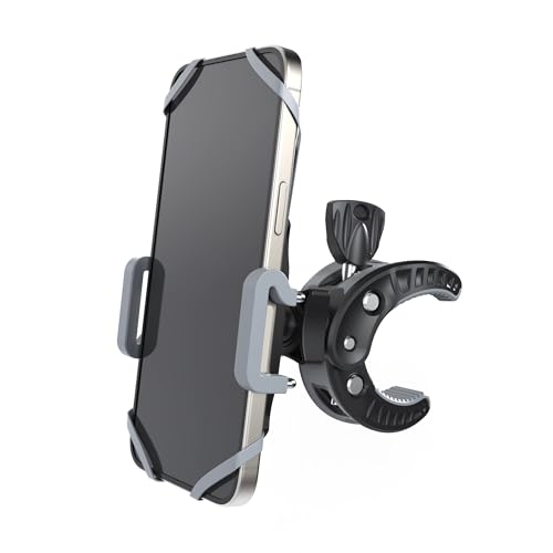 Crescendo CR-30 SlimClip Mic Stand Phone Holder, iPhone Clamp Mount, Pole Phone Mount, Microphone, Music or Drum Stand, Mic/Phone Clip - for iPhone, Samsung Galaxy, Pixel, Any Smartphone (Grey) - color: Grey