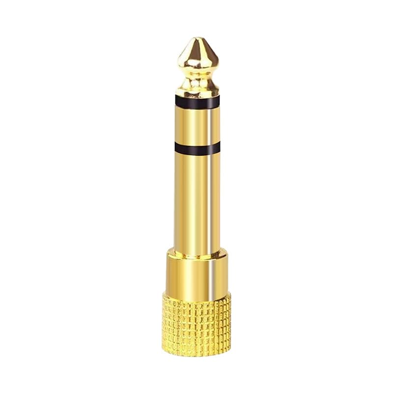 2-Pack Gold 6.35mm (1/4 inch) Male to 3.5mm (1/8 inch) Female Stereo Audio Jack Adapter for Aux Cable, Guitar Amplifier, Headphone - color: Gold