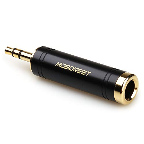 MOBOREST 3.5mm Male to 1/4'' Female Stereo Audio Headphone Adapter, 1-Black | 1/8" Plug to 1/4'' (6.35mm) Jack Adapter, Pure Copper Gold-Plated Connector for Amp, Guitar, Piano, keyboard, Home Theater - color: BLACK-1PCS