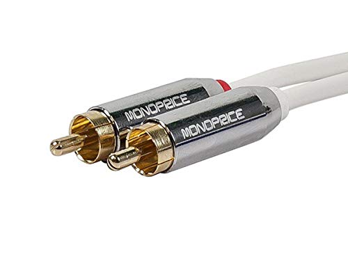 Monoprice Audio Cable - 10 Feet - White | Stereo Male to RCA Stereo Male Gold Plated Cable for Mobile - color: White, size: 10 Feet