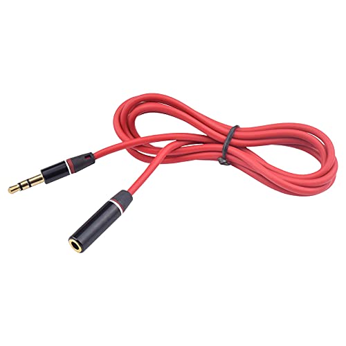 3.5mm Audio Extension Cable Male to Female Compatible with Beats Solo3, Solo2, Studio1 Headphones – AUX Headphone Extension Cord for Phones, Tablets, Laptops, MP3 Players, Speakers (Red)