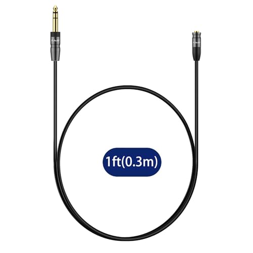 J&D 1/4 inch to 3.5mm Headphone Adapter, Heavy Duty Copper Shell Connecter Joint 3.5mm 1/8 inch Female TRS to 6.35mm Male TRS Stereo Audio Extension Cable (1 Feet) - size: 1 Feet