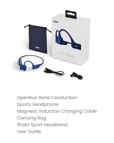 SHOKZ OpenRun (AfterShokz Aeropex) - Open-Ear Bluetooth Bone Conduction Sport Headphones - Sweat Resistant Wireless Earphones for Workouts and Running - Built-in Mic, with Headband | Bundle with Sweat Headband;Open ear comfort; Lightweight & Secure fit; I