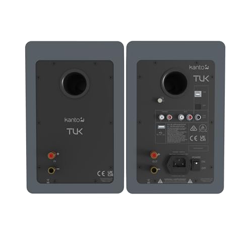 Kanto TUK Powered Speaker with Headphone Out | Built-in USB DAC | Dedicated RCA with Phono Pre-amp | Bluetooth | AMT Tweeter | 5.25" Driver | Pair | Matte Grey - color: Matte Grey