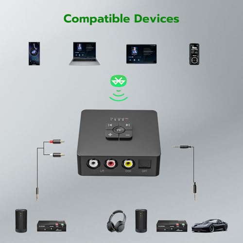 Bluetooth Receiver, V5.3 for Home Stereo with 3.5mm, Bluetooth Adapter for Stereo Receiver, Amplifier, Speaker, HiFi - color: Deep Black
