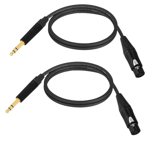 Superbat Balanced XLR to TRS 1/4 to XLR Female Guitar Cable 3FT 2-Pack | Belden 1813A Shielded for Bass Guitar, Microphone, Amp, Speaker, Noise-Free Pro Audio - size: 3ft, style: 6.35mm TRS to XLR Female