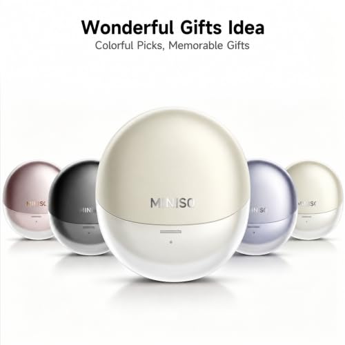 MINISO True Wireless Earbuds with Charging Case, Bluetooth 6.0 Ear Buds | In Ear Headset, HiFi Stereo, 50 H Playback Earphones with ENC Mic, Hands-Free Clear Calls for TV Smart Phone Laptop Sports - color: Beige
