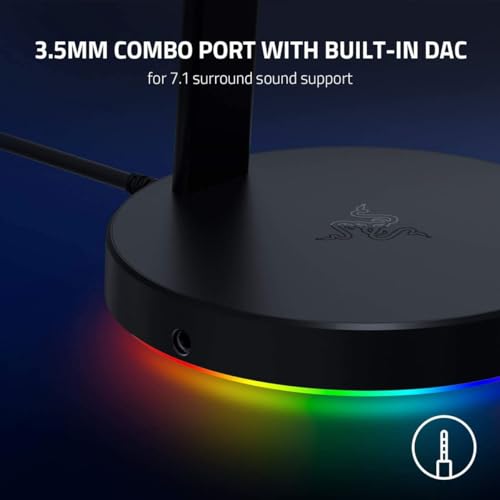 Razer Base Station V2 Chroma - Chroma Enabled Headset Stand with 3.1 USB Hub and 7.1 Surround Sound (2 USB 3.1 Ports, Intergrated Headset Stand, Non-Slip Base, Chroma RGB) Quartz Pink