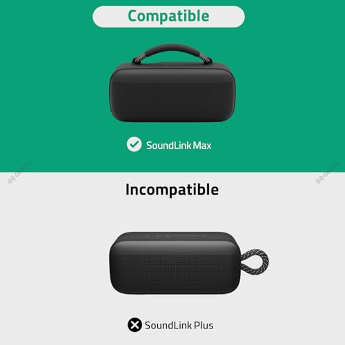 Geekria Silicone Case Cover Compatible with Bose SoundLink Max Speaker, Protective Soft Silicone Sleeve with Shoulder Strap, Portable Travel Carrying Case (Black)