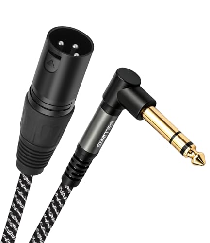 XLR 수 - 각도 0.6cm(1/4인치) TRS 스테레오 어댑터 케이블 2팩, 마이크, 믹서 및 스튜디오 장비용 1.8m(6피트) 밸런스 오디오 컨버터 - 무산소 구리, 금 도금 커넥터 - color: 90° TRS to XLR M, size: 6Ft-2Pack