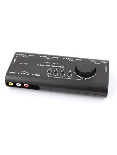 Ruilogod Black 3-Way Audio Video AV RCA Switch Selector Box Splitter w 1M Cable