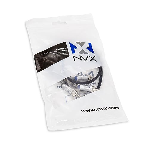 NVX® XIX2M Oxygen Free Copper 1 Female to 2 Male Y-Adapter Double Twisted Pair X-Series Car Audio RCA Audio Cable with Shielded Noise Reduction and Split-tip Silver-Plated Machined Ends (2-Pack) | Oxygen Free Copper Double Twisted Pair X-Series with Shiel