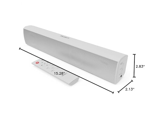 Majority 15 Inch White Soundbar for TV, Bluetooth Sound Bar 50 Watts, Home Audio Speaker, Small PC Soundbar Speaker | AUX, RCA, Optical, USB | Gaming, Music, Movies | Bowfell