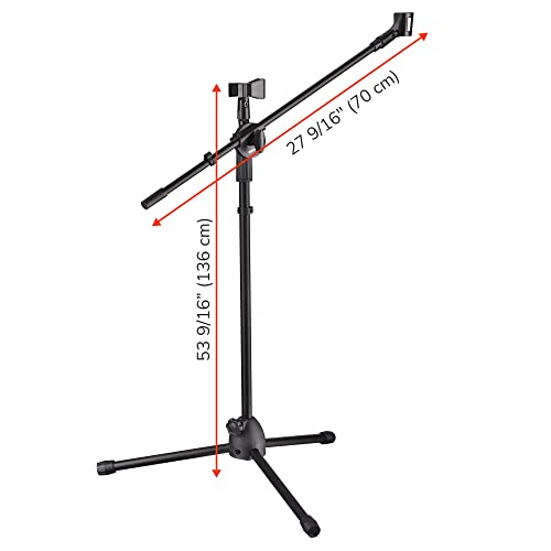 Yescom Microphone Stand Boom Arm Floor Tripod Dual Mic Clip 31"-53" - size: Basic-2 Mic Clips