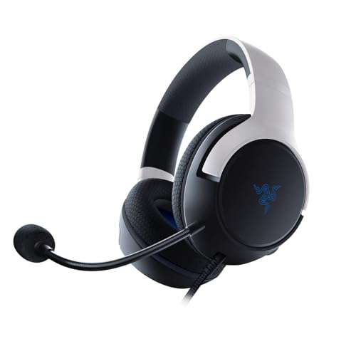 Razer Kaira X Wired Headset for PlayStation 5 (50 mm Driver, Hyperclear Cardioid Microphone, Volume Control, Microphone Mute Button) Black/White