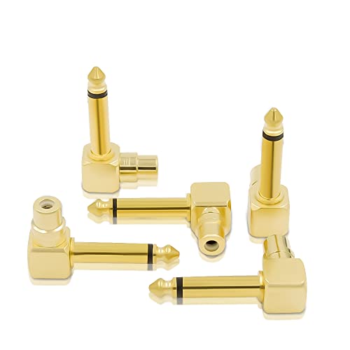 RCA to 1/4" Audio Adapter, 90 Degree 6.35mm Mono Plug Male to RCA Female Connectors (2 Pack) - size: RCA to 1/4" Adapter-2Pack