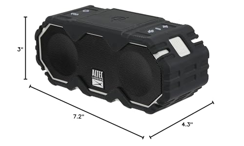 Altec Lansing Mini LifeJacket Jolt Bluetooth Speaker with Qi, Wireless, Waterproof, Portable, Speakers, Loud Volume, Strong Bass, Rich Stereo System, Microphone, 16 Hour Battery, 100 ft Range, Gray - color: Gray