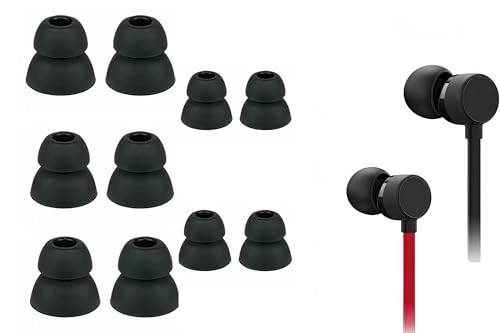 Replacement Silicone Eartips, Double Flange, 10-Pack, Compatible with Powerbeats2, Powerbeats3, Black