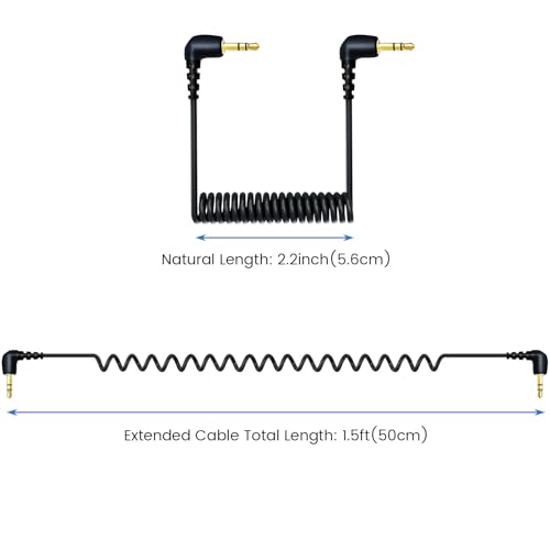 2-Pack 3.5mm Microphone Cable for DJI Mic 2 & Rode Wireless Pro, Go, Black - color: Black
