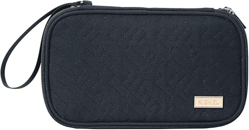 NISHEL Travel Cord Organizer Case, Double Layers Tech Electronic Bag, Essentials for Charger, Cable, Phone, Flash drive, Medium, Black | Double-layer bag keeps chargers, cables, flash drive, and small tech essentials organized for trip, Medium, Black - co