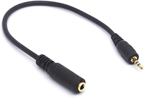 2.5mm Male to 3.5mm Female Cable Headphone Audio Converter | 4 Poles Stereo Adapter(20cm)