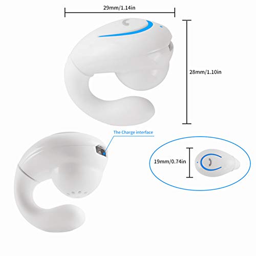 Bluetooth Headset, Sunffice Single Ear BT5.0 Ultralight Wireless Headphone Cell Phone Earpiece Ear Clip with Mic, Noise Canceling Handsfree Driving Earbud for iPhone, Android,Samsung Smartphone(White) - color: White