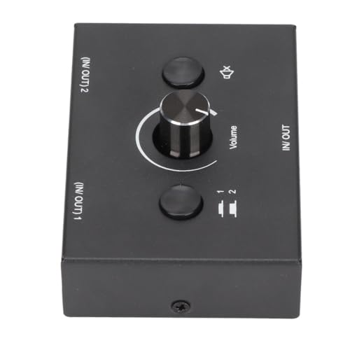 3.5mm Stereo Audio Switcher Bidirectional 2 in 1 Out or 1 in 2 Out Manual Selector Box with Mute Button Plug and Play for Speakers and Headphones