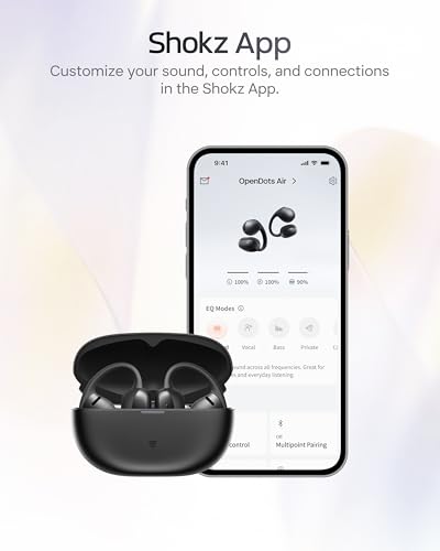 SHOKZ OpenDots Air Open-Ear Clip-On Bluetooth Earbuds, Black, Touch Control - color: Black