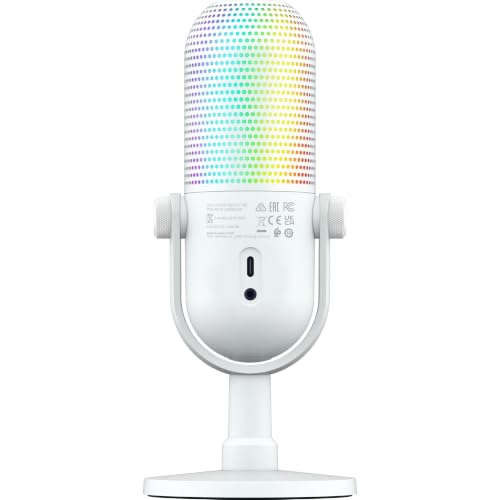 Razer Seiren V3 Chroma 32‐Bit DSP, USB-C Microphone for PC & Mac, White | AI Audio Processing, Noise Isolation, Tap-to-Mute, Supercardioid Condenser Mic, Chroma RGB, Discord, OBS Studio, Streamlabs