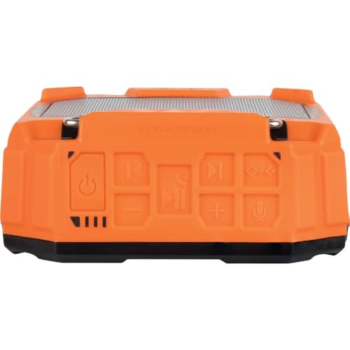 KLEIN TOOLS AEPJS3 Bluetooth Jobsite Speaker with Magnet and Hook, 20-Hr Run Time, Charge Via USB A or C, Pair Multiple Speakers via Broadcast, Hands Free Capable