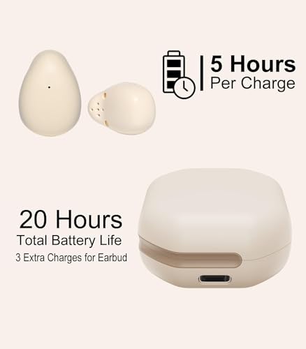 Extra-Small Wireless Earbuds for Small Ears Z1, Semi-in Ear Bluetooth Invisible Headphones, Low-Profile & Lightweight for Side Sleeping, Cycling & Helmet Use, iPhone Android - color: Nude