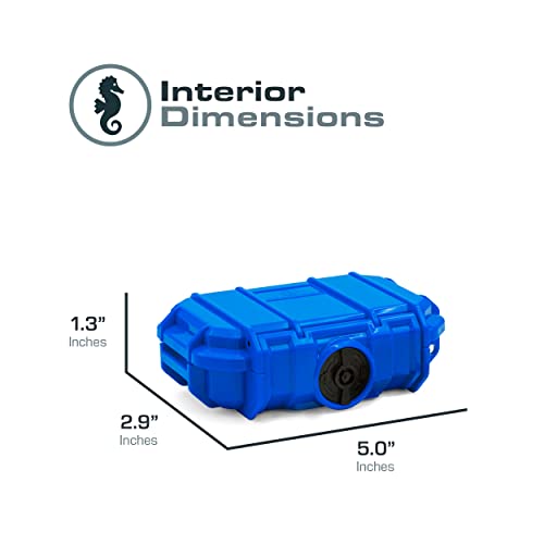 Seahorse 52 Portable Waterproof Dry Box Hard Protective Micro Case - Mil Spec/USA Made / IP67 Waterproof/Lockable - for Earbuds, PLB, IEM, Small Medical Devices, Stash Box (Clear) - color: Blue