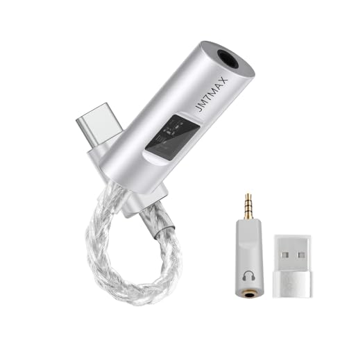 USB C DAC CX31993+SGM8262 HiFi 32bit/384kHz Audio Adapter | USB C to 3.5mm with Headphone Ampifier, Silver-Plated Copper CNC Aluminum Body IEM DAC Dongle for Android iPhone PC Mac