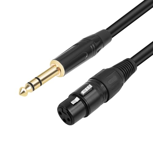 3.3 FT XLR Female to 1/4 TRS,2PACK Professional 6.35mm TRS to XLR Female Quarter inch Cable for Mixer Microphone Active Speakers - color: XLR Female to 6.35, size: 3.3 ft - 2 Pack