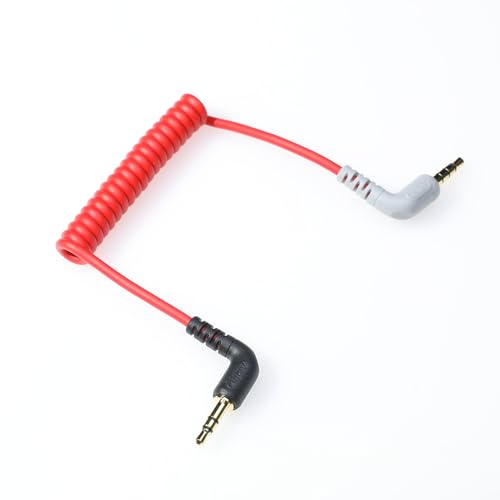 Alvin's Cables 3.5mm TRS to TRRS SC7 Patch Cable for Rode VideoMic| VideoMicro Go| BOYA Mic, for i-Phone| Smartphone| Tablets, 1/8 Male Right Angle Microphone Coiled Cable