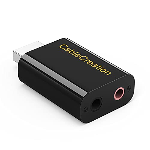 CableCreation USB Audio Adapter with 3.5mm Jack, USB External Stereo Sound Card with 3.5mm Earphone and Microphone for PS4, PS5, Windows, Mac, Linux, Plug and Play, Black (Pack of 2) - color: Black, size: 2-Pack
