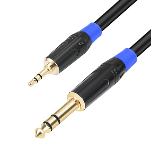3.5mm to 6.35mm TRS Stereo Cable, 3.3 Ft, 2 Pack, Black, Stereo Audio Cable for Guitar, iPod, Laptop, Speaker, Amplifier, TRS Bidirectional Jack Cable, Pure Copper and Plated Conductors - style: 3.3 Ft, 2 Pack