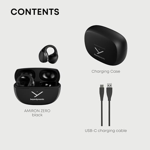 beyerdynamic Amiron Zero Ultra Open Ear Headphones, Comfortable, Clip-On Earbuds, Wireless Bluetooth Over Ear Earbuds w Mic. Running, Workout, Sport, Water Resistant, 20 Hours Playtime. Black - color: Black